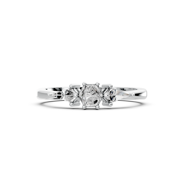 Hexagon & Kite Custom-cut Lab Grown Diamond Unique Engagement Ring | Custom Gold |