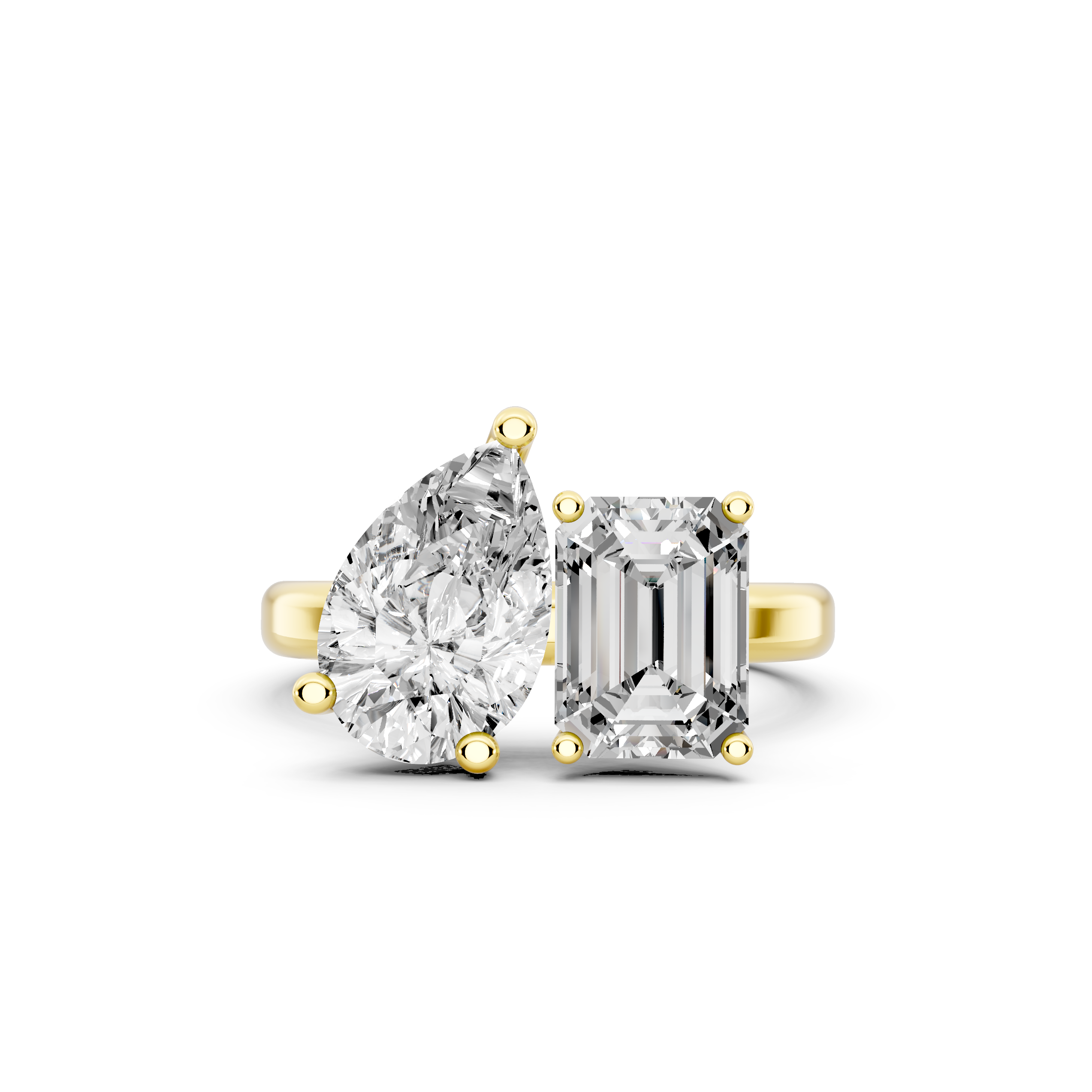 3.50tcw Emerald & Pear Lab Diamond Toi et Moi Engagement Ring | Two Stone Style | VVS-VS Clarity | IGI Certified | D-E-F Color|