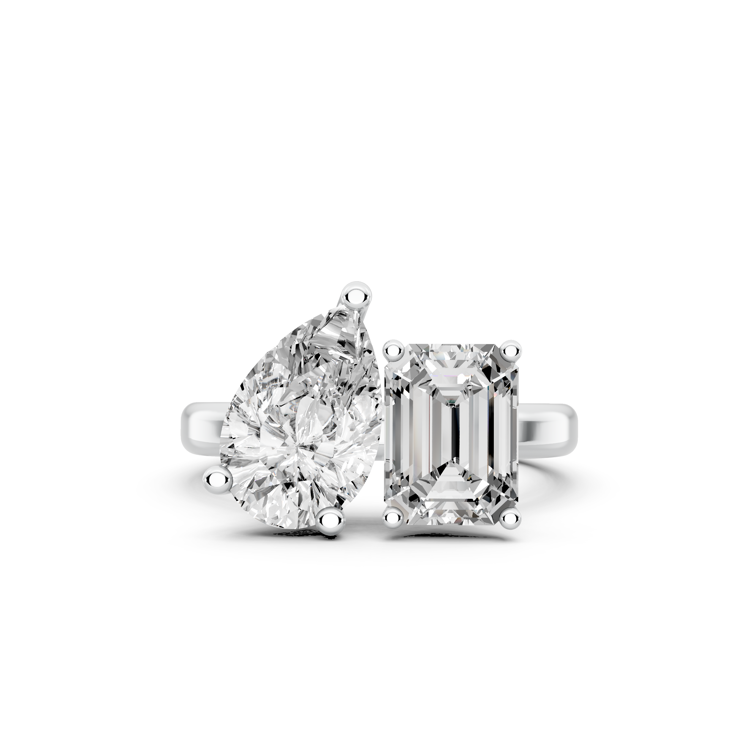 3.50tcw Emerald & Pear Lab Diamond Toi et Moi Engagement Ring | Two Stone Style | VVS-VS Clarity | IGI Certified | D-E-F Color|