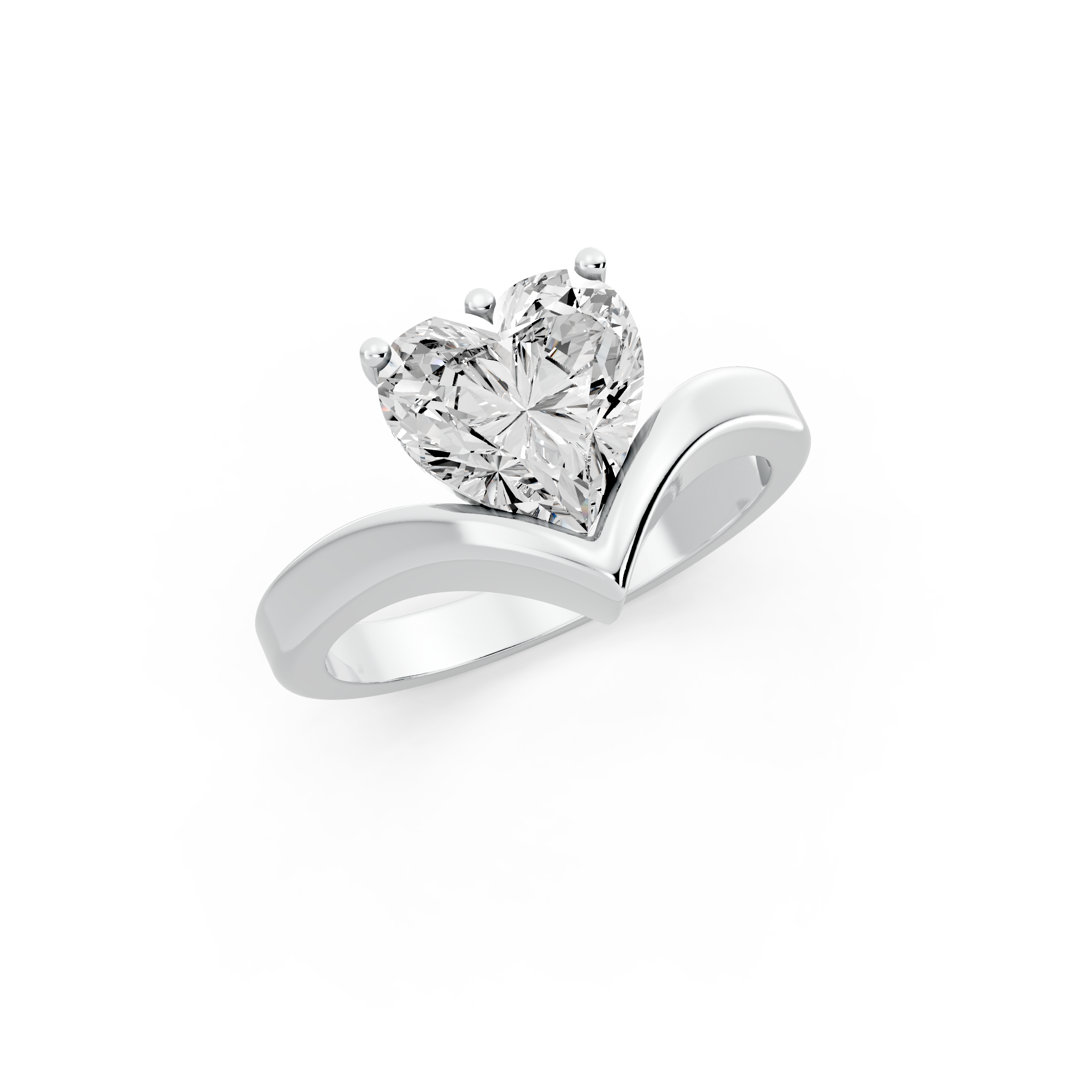 2.00ct Heart Lab Diamond Ocean Waves Inspired Settings Engagement Ring | D-E-F Color | VVS-VS Clarity | IGI Certified |