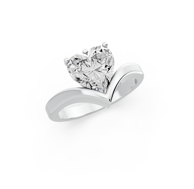 2.00ct Heart Lab Diamond Ocean Waves Inspired Settings Engagement Ring | D-E-F Color | VVS-VS Clarity | IGI Certified |