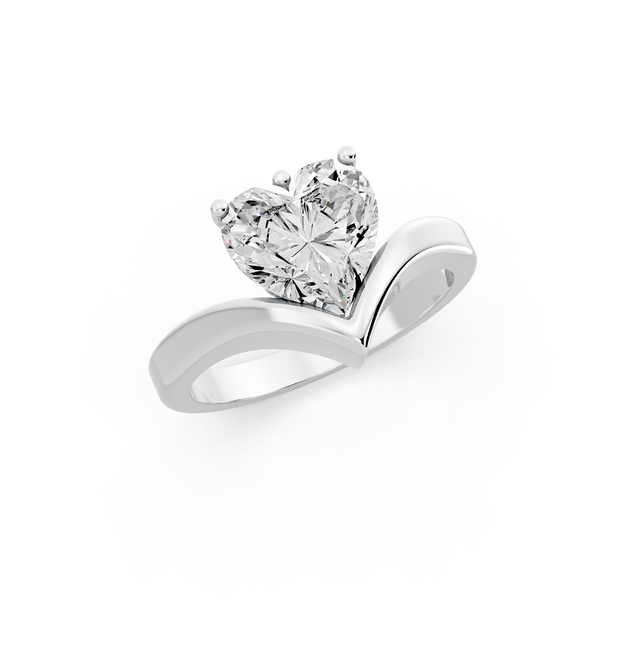 2.00ct Heart Lab Diamond Ocean Waves Inspired Settings Engagement Ring | D-E-F Color | VVS-VS Clarity | IGI Certified |
