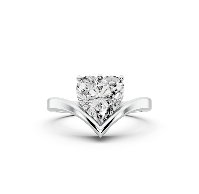 2.00ct Heart Lab Diamond Ocean Waves Inspired Settings Engagement Ring | D-E-F Color | VVS-VS Clarity | IGI Certified |