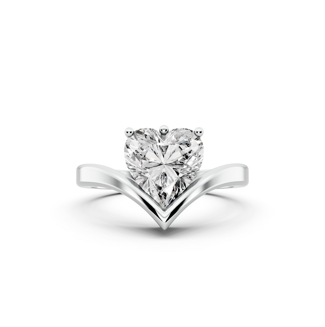 2.00ct Heart Lab Diamond Ocean Waves Inspired Settings Engagement Ring | D-E-F Color | VVS-VS Clarity | IGI Certified |