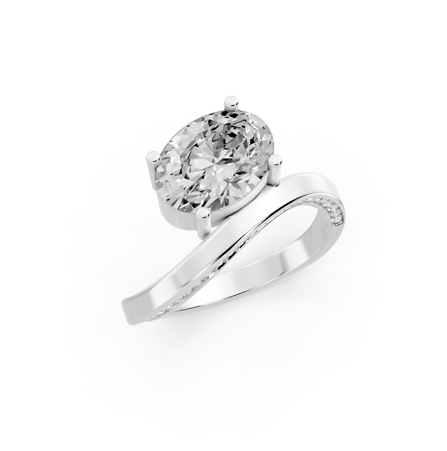 Oval 2.17tcw Lab Diamond Ocean Waves Inspired Engagement Ring | Ethical 3-Stone | IGI | Custom Gold |