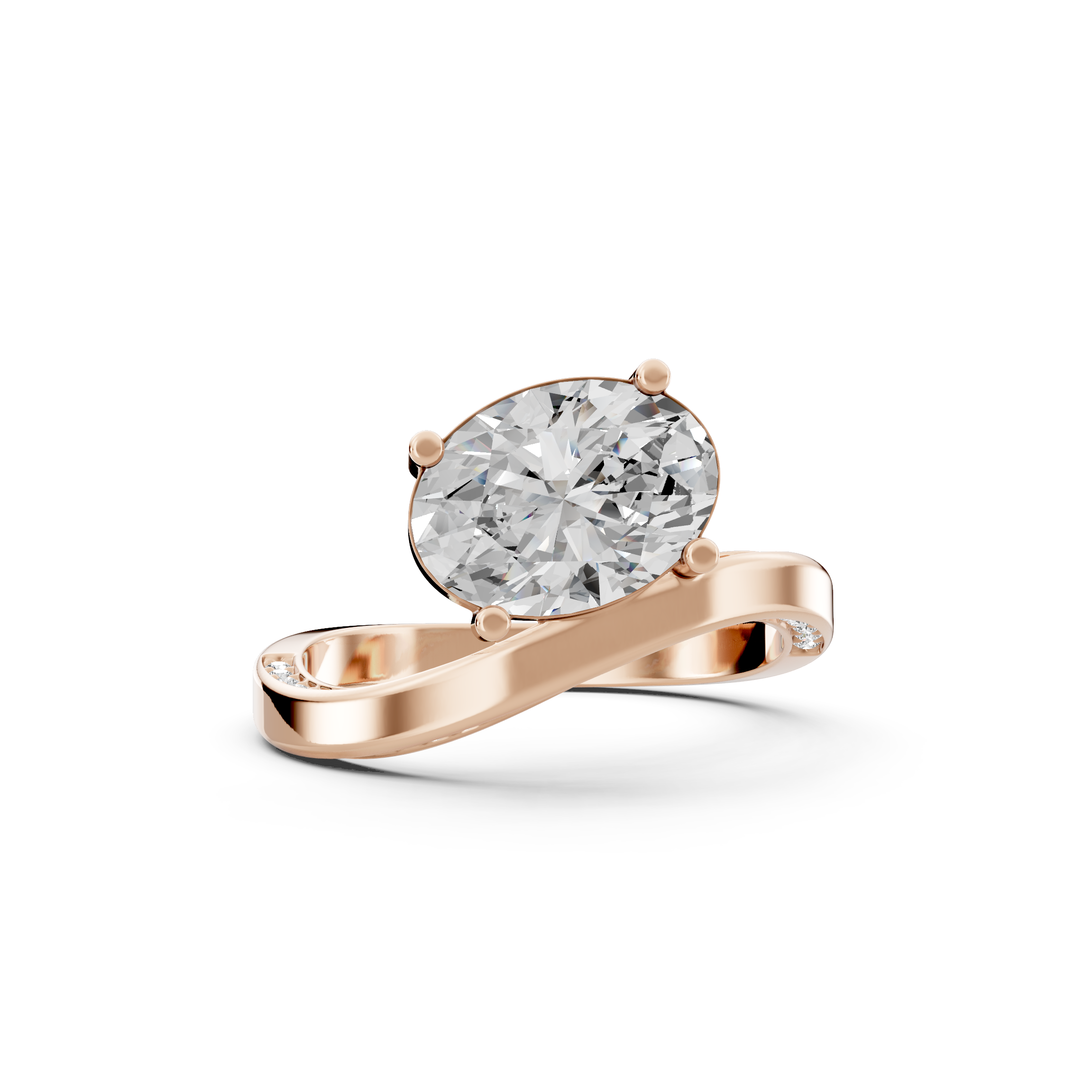 Oval 2.17tcw Lab Diamond Ocean Waves Inspired Engagement Ring | Ethical 3-Stone | IGI | Custom Gold |