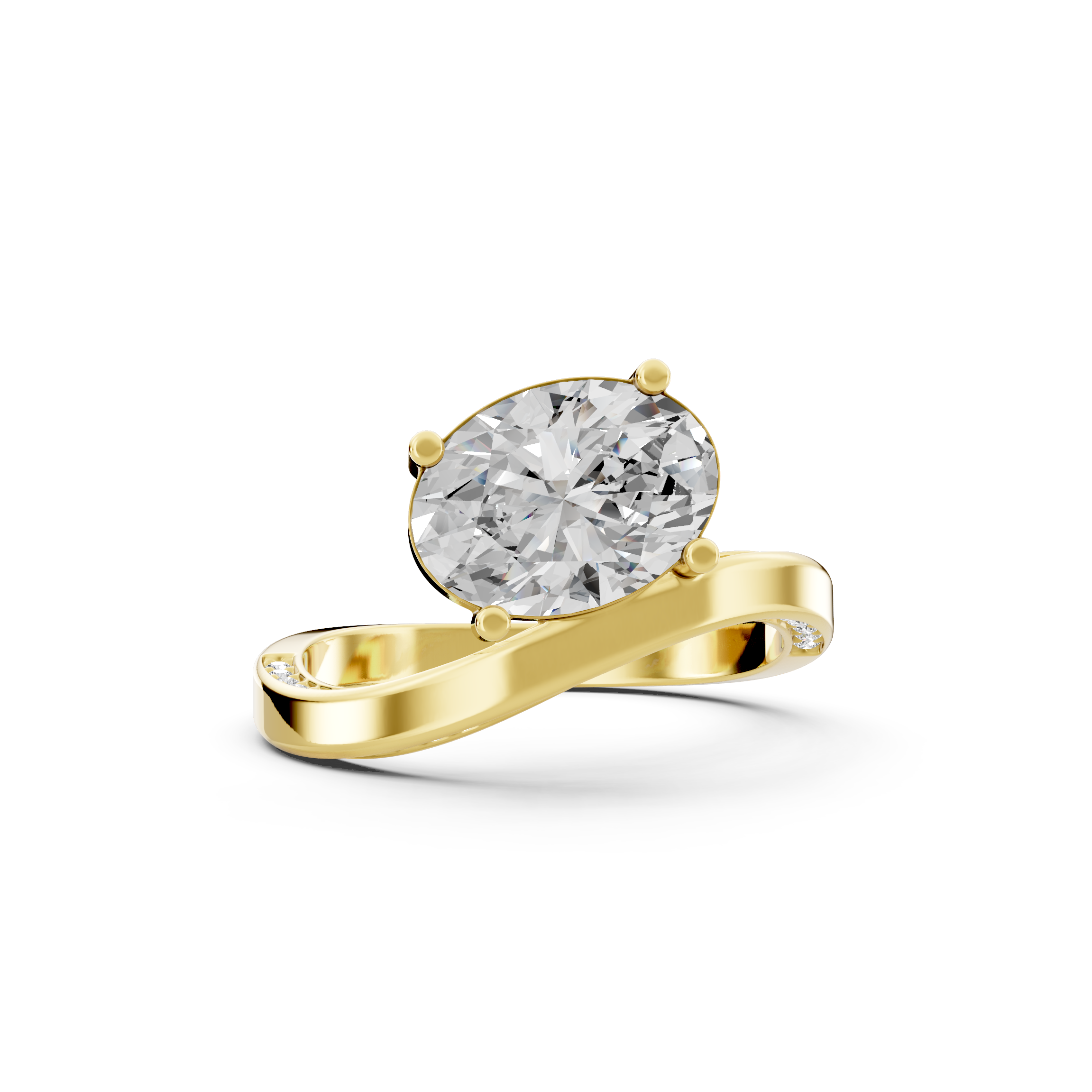 Oval 2.17tcw Lab Diamond Ocean Waves Inspired Engagement Ring | Ethical 3-Stone | IGI | Custom Gold |