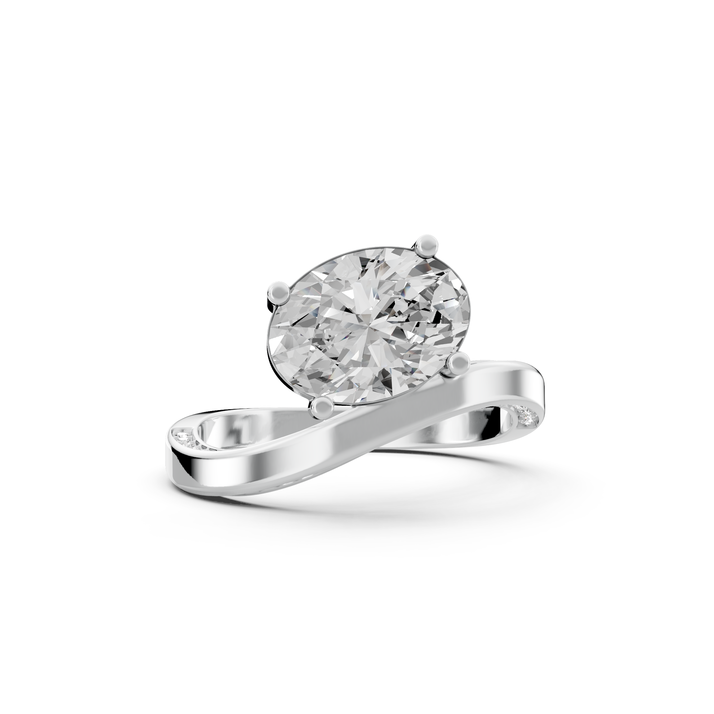 Oval 2.17tcw Lab Diamond Ocean Waves Inspired Engagement Ring | Ethical 3-Stone | IGI | Custom Gold |