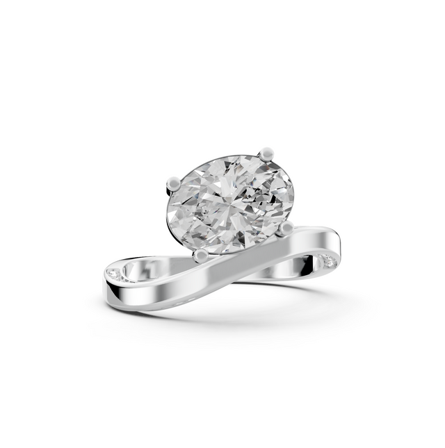 Oval 2.17tcw Lab Diamond Ocean Waves Inspired Engagement Ring | Ethical 3-Stone | IGI | Custom Gold |
