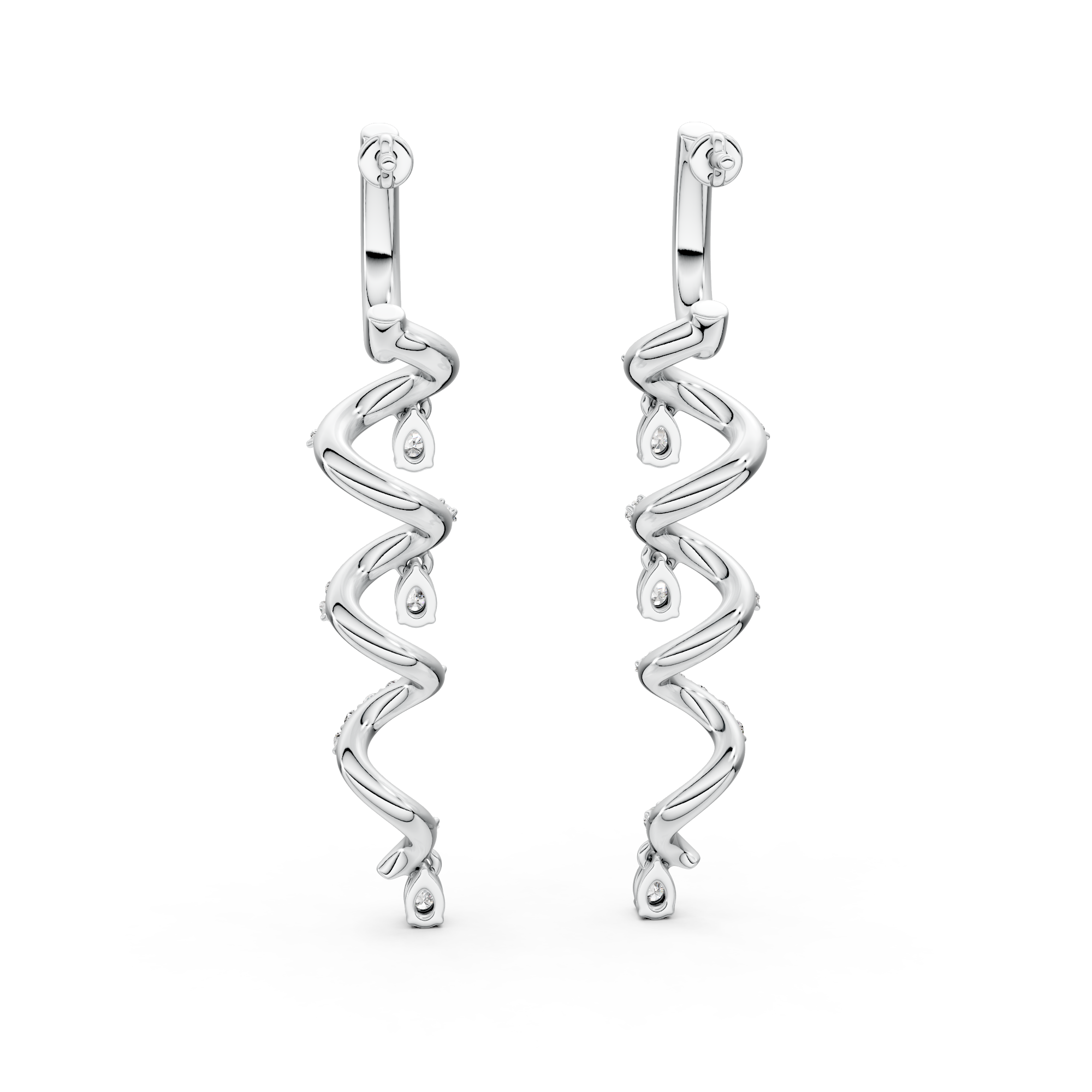 Pear And Round Lab Grown Diamond Heavenly Fancy Earrings, E-F Color, VS Clarity, IGI Certified