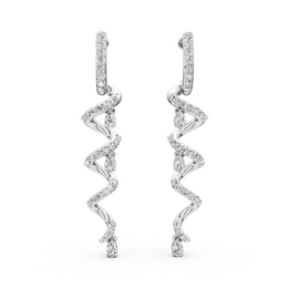 Pear And Round Lab Grown Diamond Heavenly Fancy Earrings, E-F Color, VS Clarity, IGI Certified