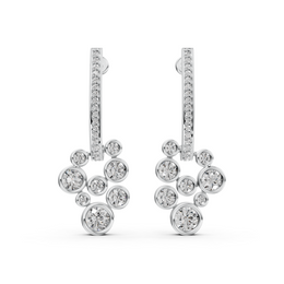 Round Lab Grown Diamond Heavenly Fancy Bezel Earrings, E-F Color, VS Clarity, IGI Certified|