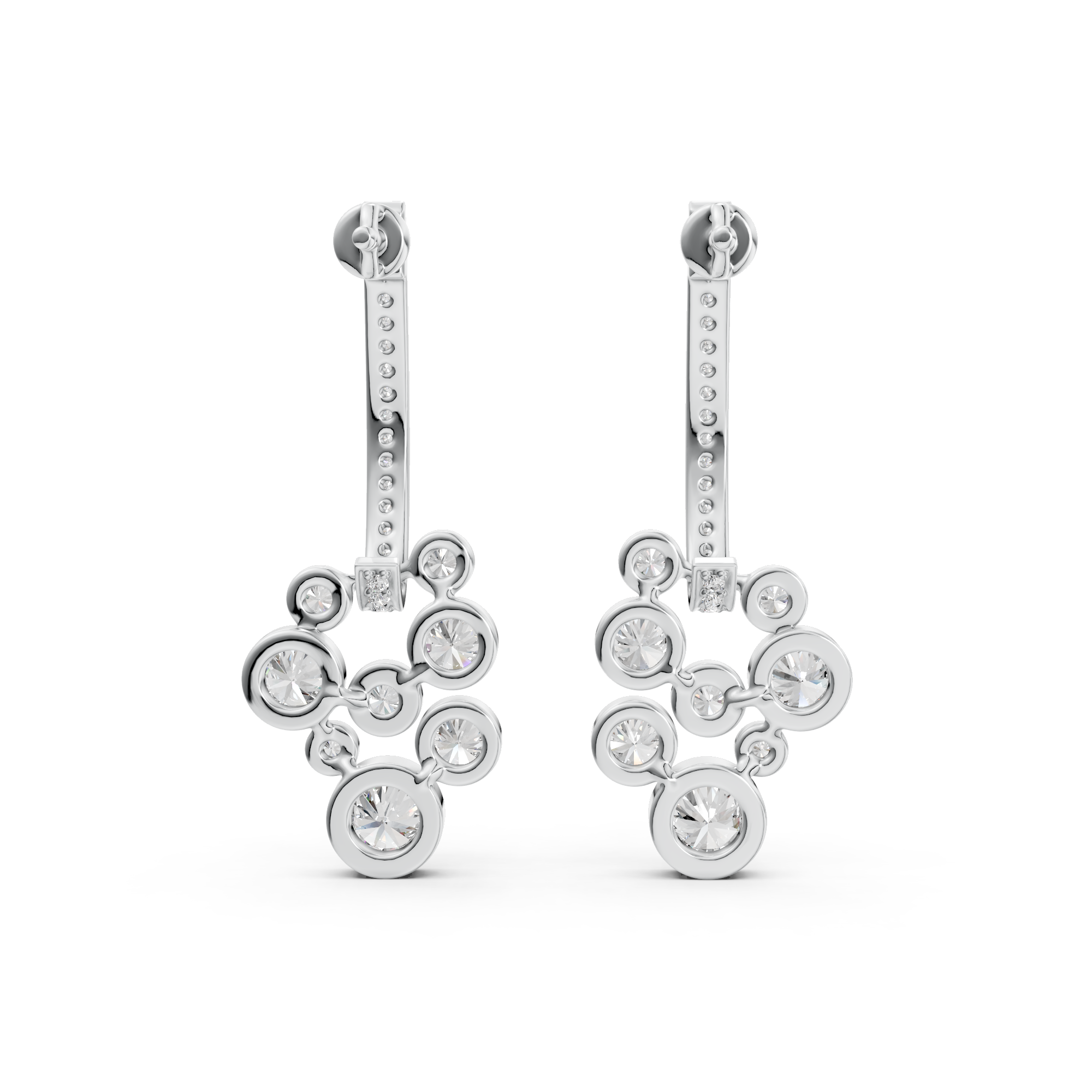 Round Lab Grown Diamond Heavenly Fancy Bezel Earrings, E-F Color, VS Clarity, IGI Certified|