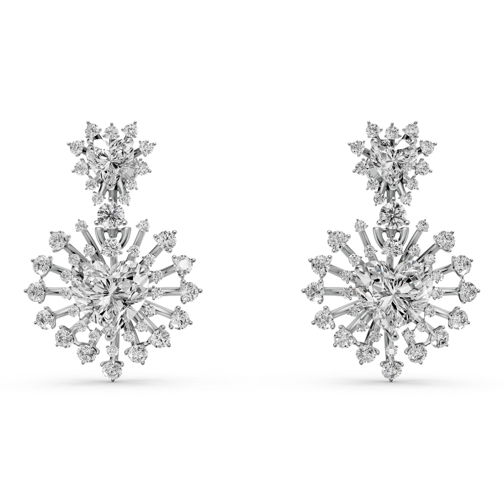 Heart and Round Lab Grown Diamond Elegant Earrings, E-F Color, VS Clarity, IGI Certified