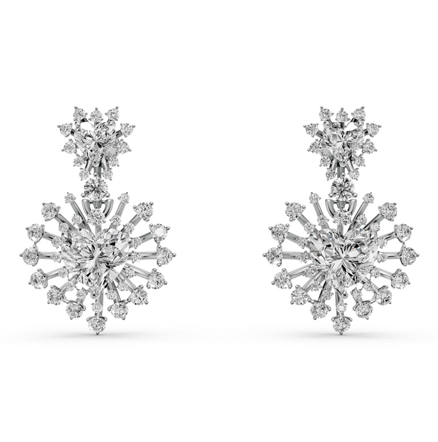 Heart and Round Lab Grown Diamond Elegant Earrings, E-F Color, VS Clarity, IGI Certified