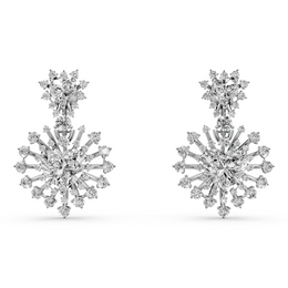 Heart and Round Lab Grown Diamond Elegant Earrings, E-F Color, VS Clarity, IGI Certified