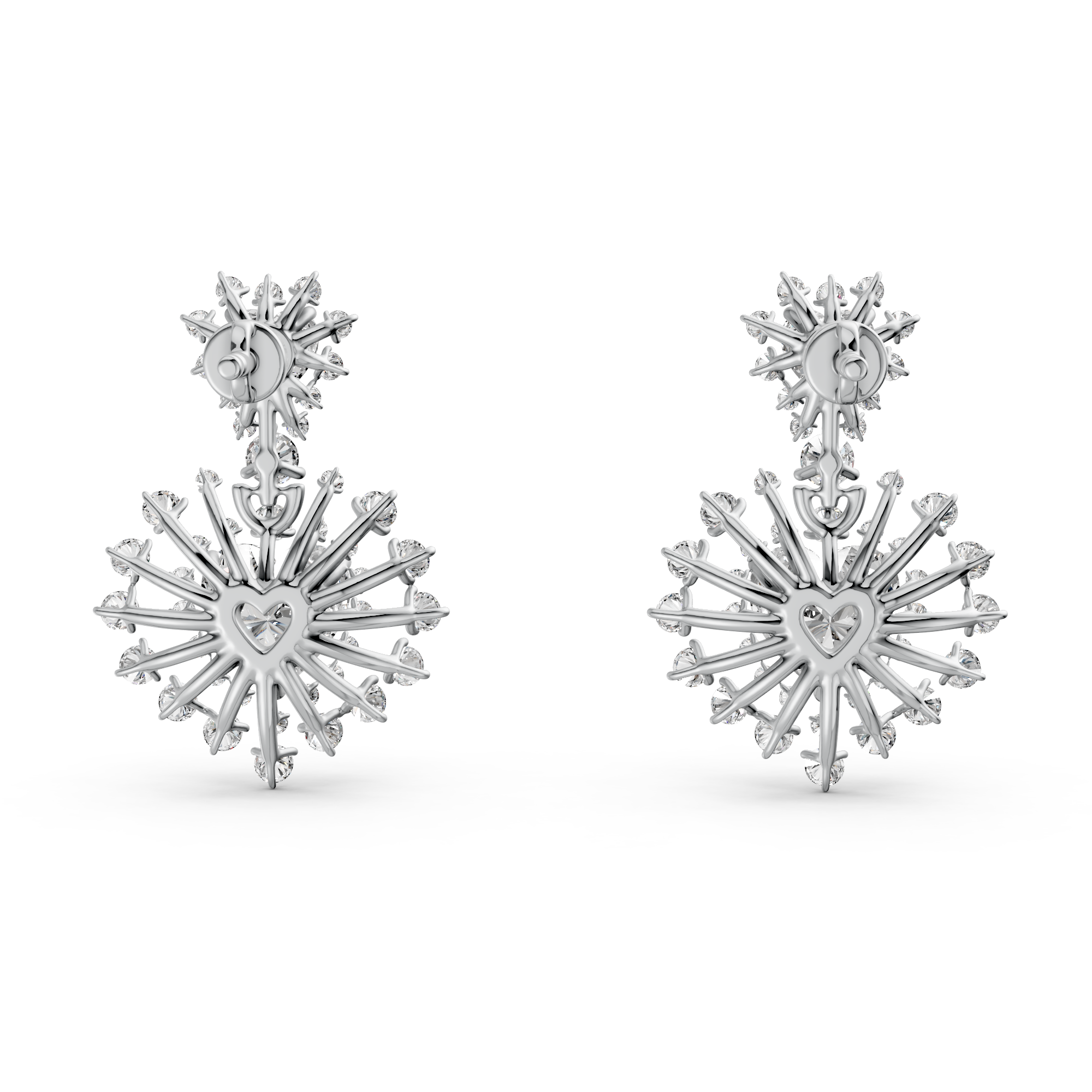 Heart and Round Lab Grown Diamond Elegant Earrings, E-F Color, VS Clarity, IGI Certified