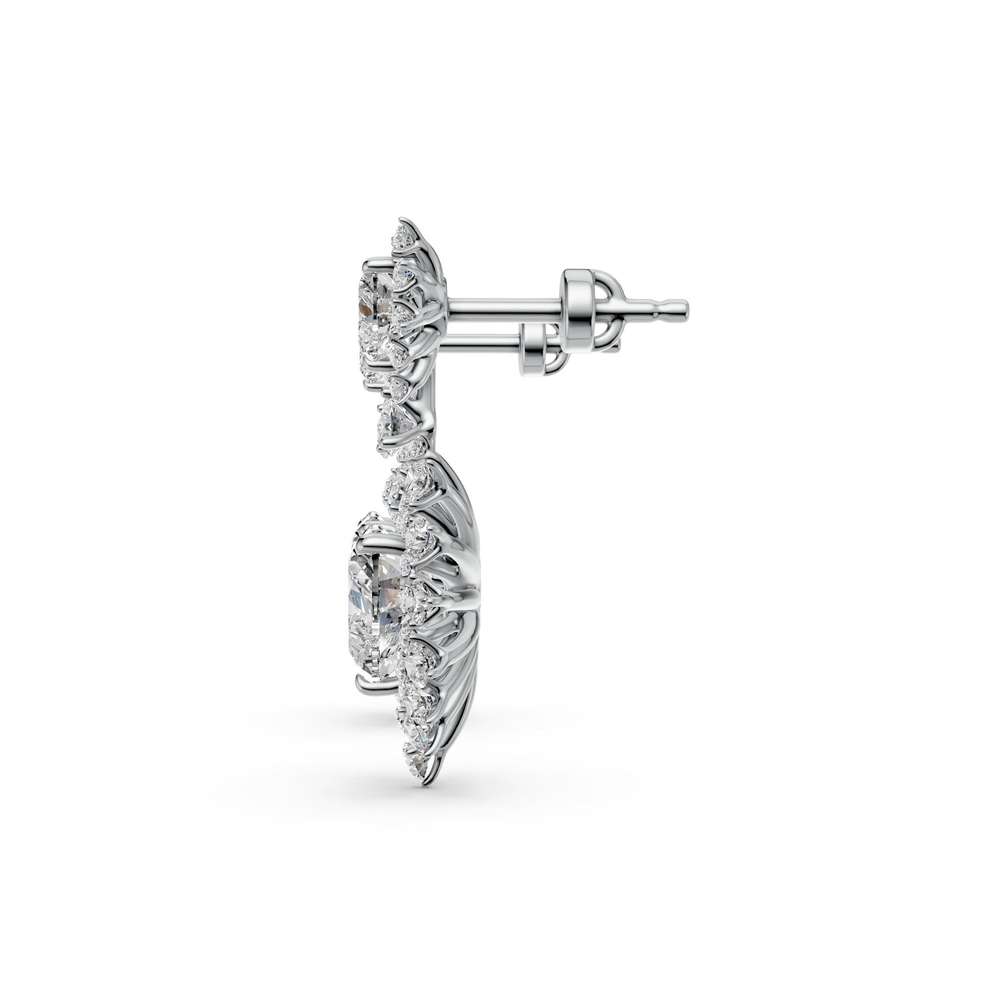 Heart and Round Lab Grown Diamond Elegant Earrings, E-F Color, VS Clarity, IGI Certified