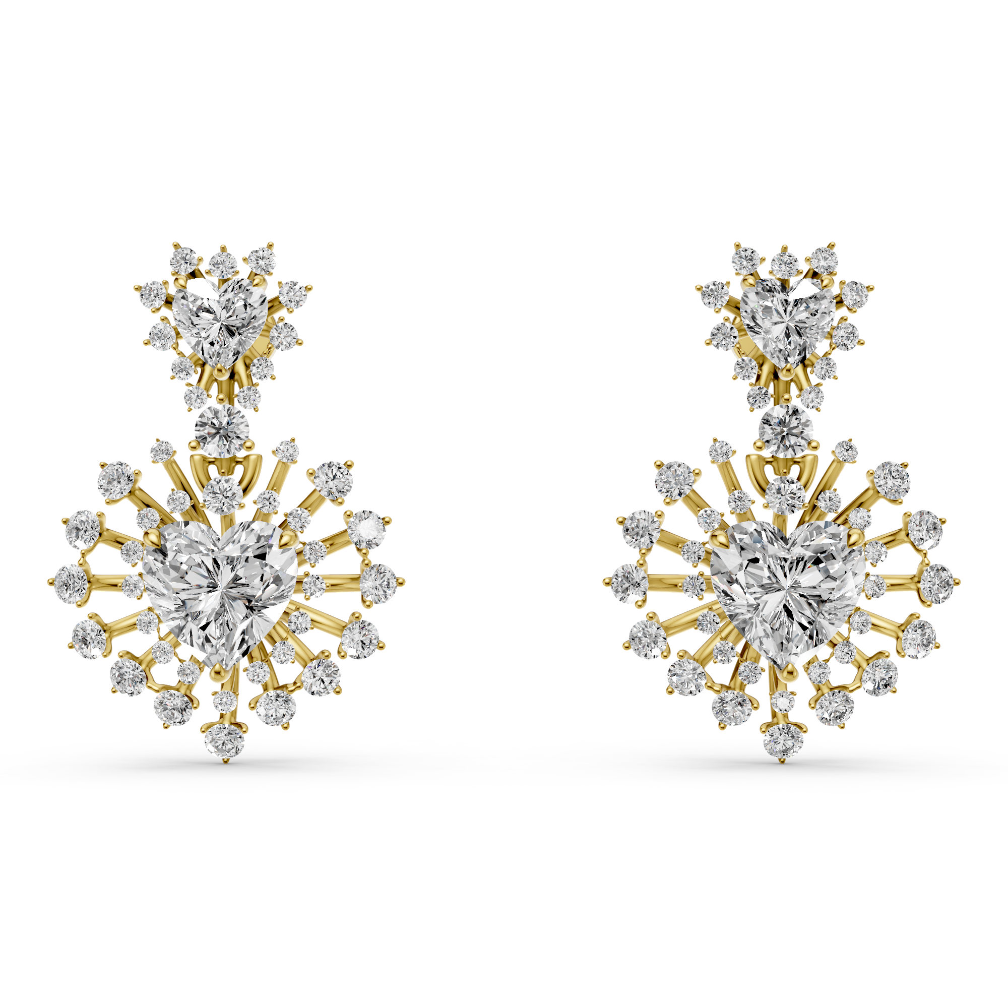 Heart and Round Lab Grown Diamond Elegant Earrings, E-F Color, VS Clarity, IGI Certified