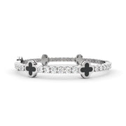 3.85tcw Round Lab Diamond Tennis Bracelet With Black Flower-cut Gemstones | D-E-F VVS–VS | Custom Gold |