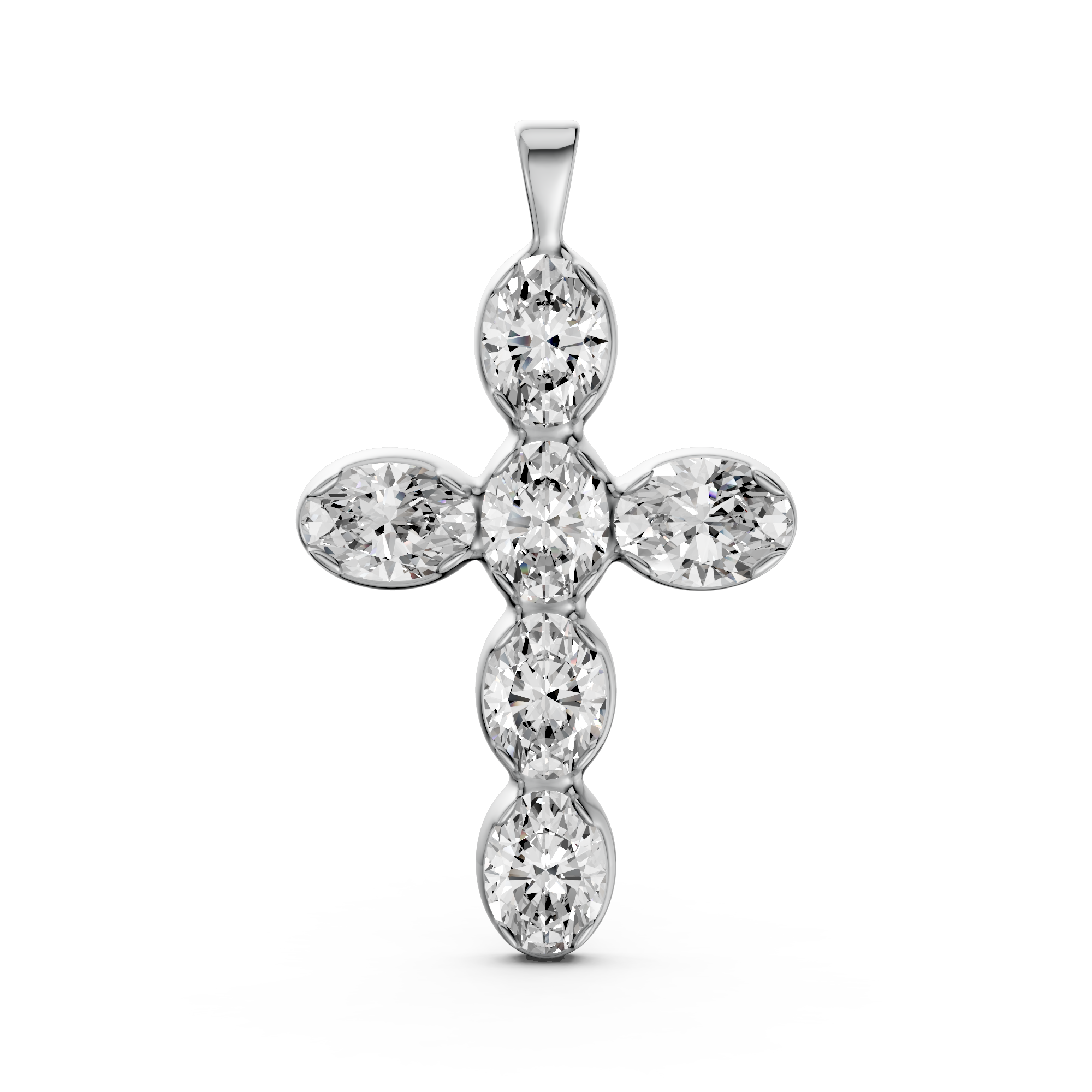 Oval 3.00tcw Lab Diamond Cross Pendant Necklace | IGI Certified | E-F, VS | Custom Gold |