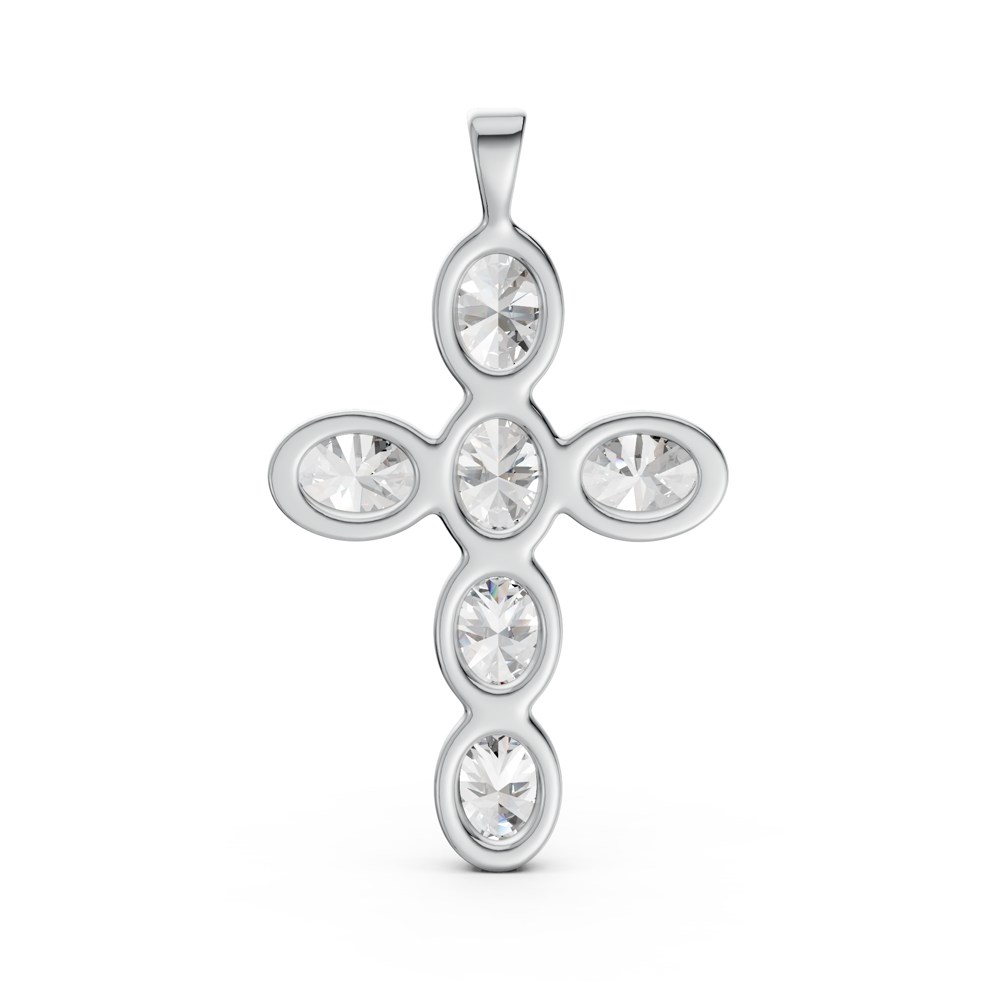 Oval 3.00tcw Lab Diamond Cross Pendant Necklace | IGI Certified | E-F, VS | Custom Gold |