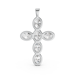Oval 3.00tcw Lab Diamond Cross Pendant Necklace | IGI Certified | E-F, VS | Custom Gold |