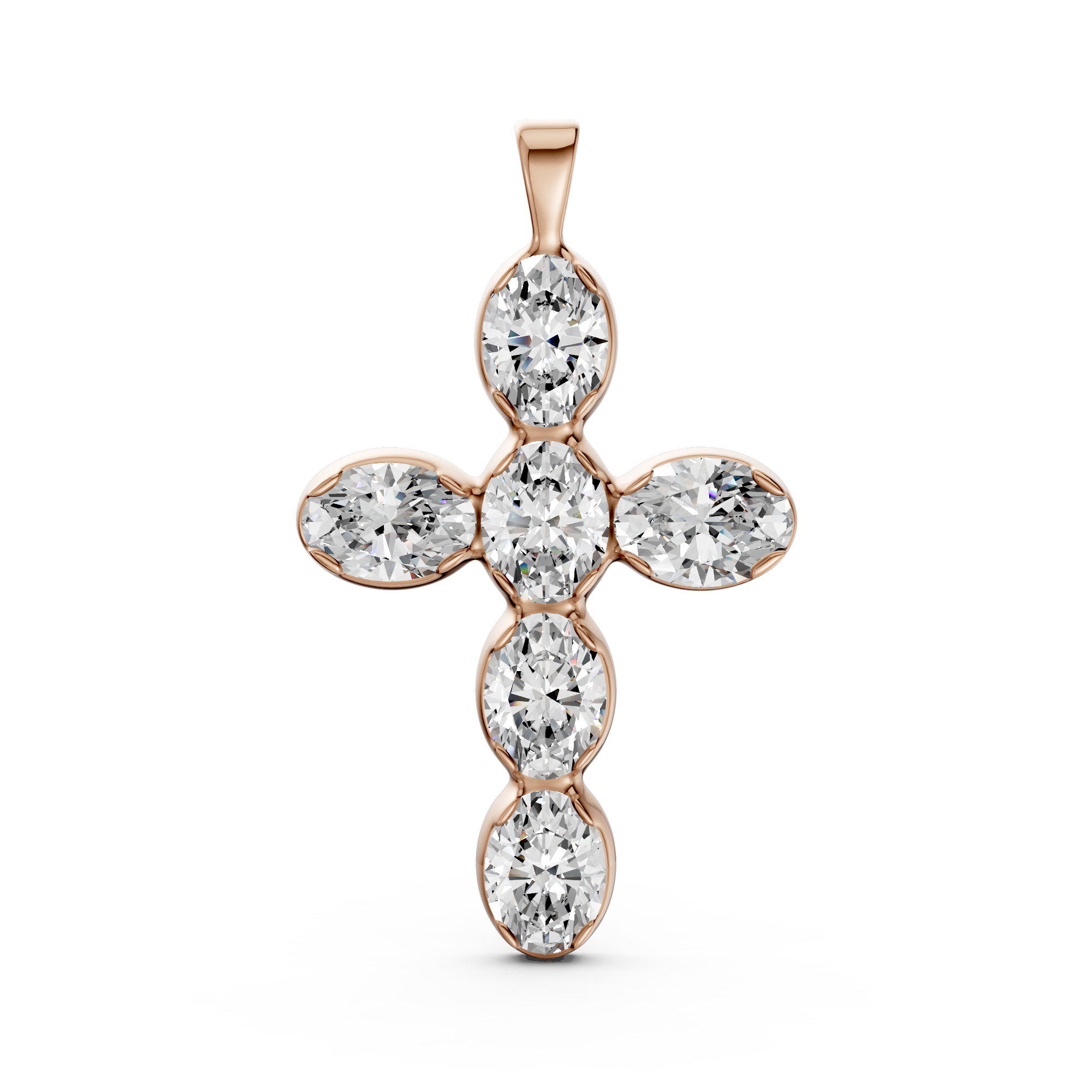 Oval 3.00tcw Lab Diamond Cross Pendant Necklace | IGI Certified | E-F, VS | Custom Gold |