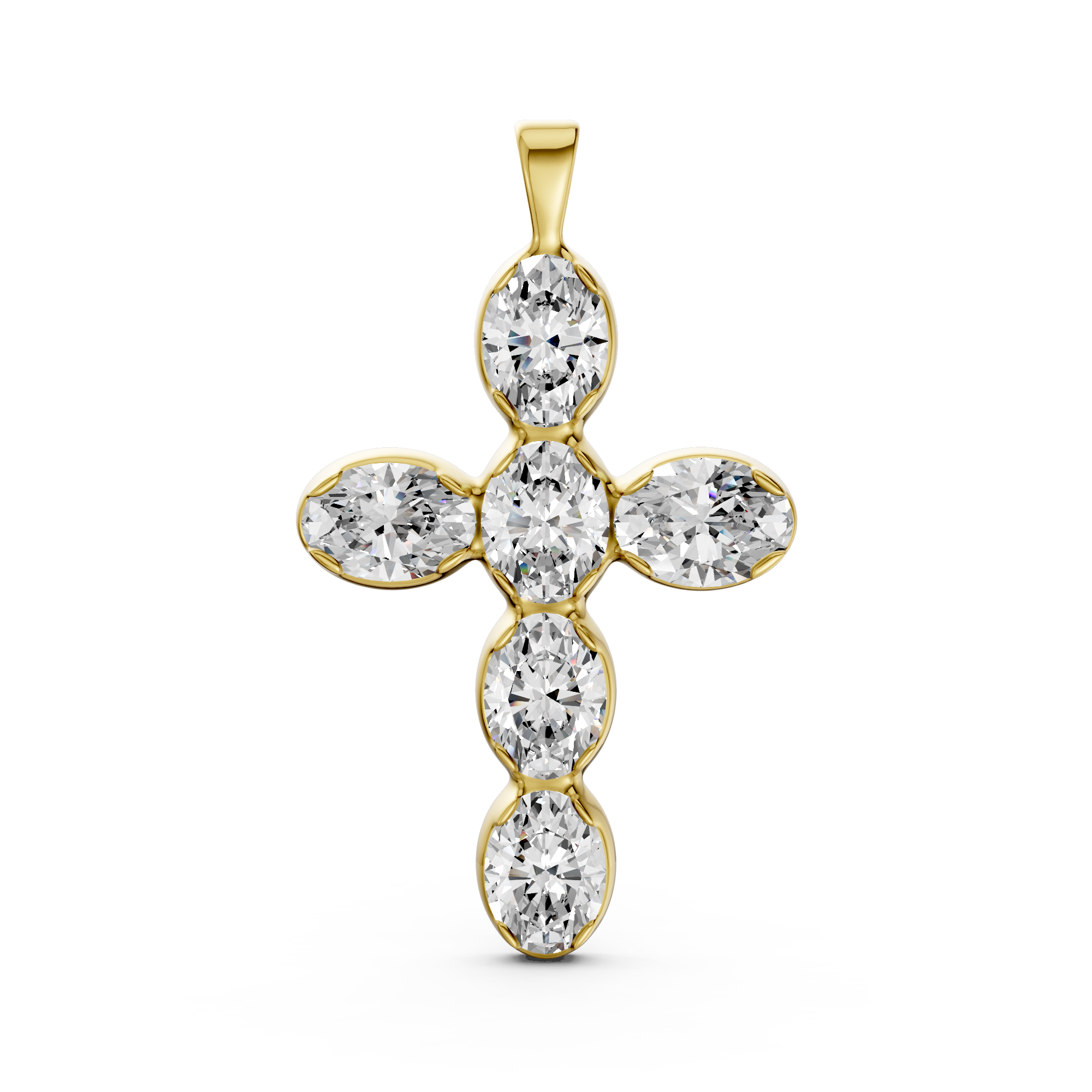 Oval 3.00tcw Lab Diamond Cross Pendant Necklace | IGI Certified | E-F, VS | Custom Gold |