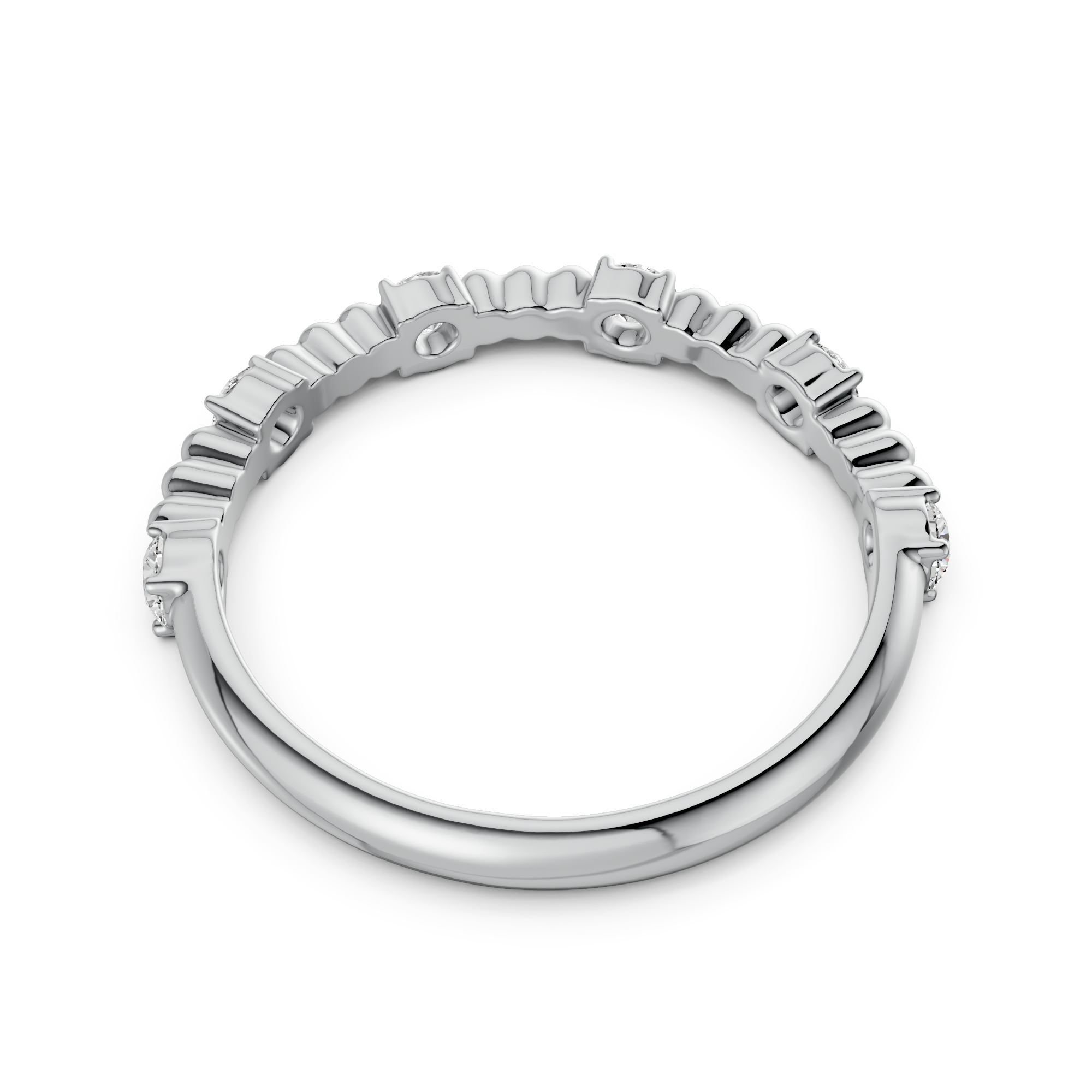 Round Lab Grown Diamond East – West Half Eternity Band, E-F Color, VS Clarity, IGI