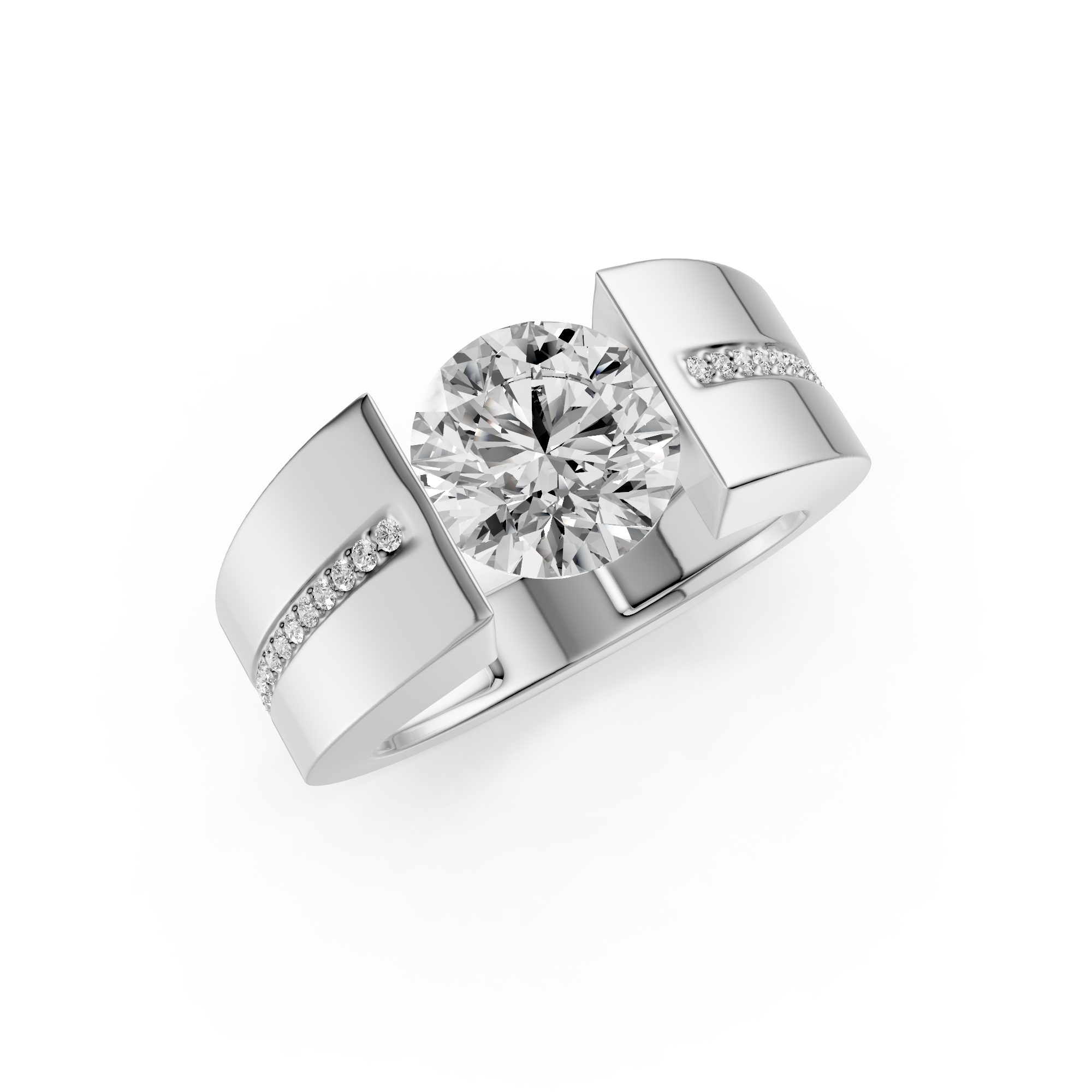 Round 2.09tct Men’s Tension Lab Grown Diamond Ring | IGI Certified | White Gold Design