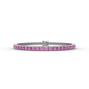 5.37tcw Pink Round Lab Diamond Tennis Bracelet With Color Sheds Diamond | Custom Gold |