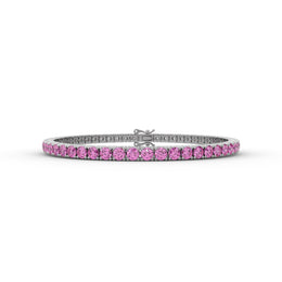 5.37tcw Pink Round Lab Diamond Tennis Bracelet With Color Sheds Diamond | Custom Gold |