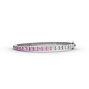 5.37tcw Pink Round Lab Diamond Tennis Bracelet With Color Sheds Diamond | Custom Gold |