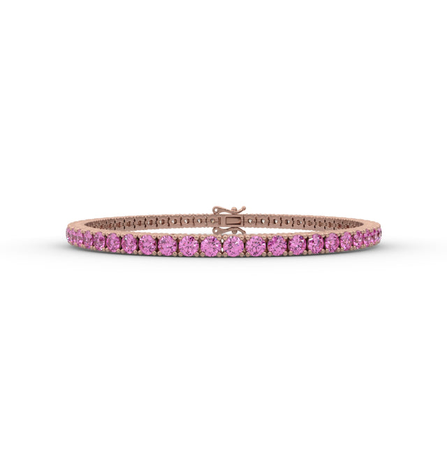 5.37tcw Pink Round Lab Diamond Tennis Bracelet With Color Sheds Diamond | Custom Gold |