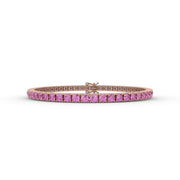 5.37tcw Pink Round Lab Diamond Tennis Bracelet With Color Sheds Diamond | Custom Gold |