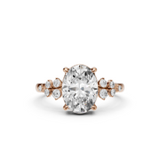 2.16tct Oval Moissanite Diamond Engagement Ring , Side Round Cut Moissanite, Wedding Anniversary Ring, Promise Ring