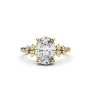 2.16tct Oval Moissanite Diamond Engagement Ring , Side Round Cut Moissanite, Wedding Anniversary Ring, Promise Ring
