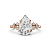 2.16 CT Pear Moissanite Engagement Ring,  Tear Drop Moissanite Ring, 14K Gold Pave Setting, Solitaire Promise Wedding Ring
