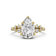 2.16 CT Pear Moissanite Engagement Ring,  Tear Drop Moissanite Ring, 14K Gold Pave Setting, Solitaire Promise Wedding Ring