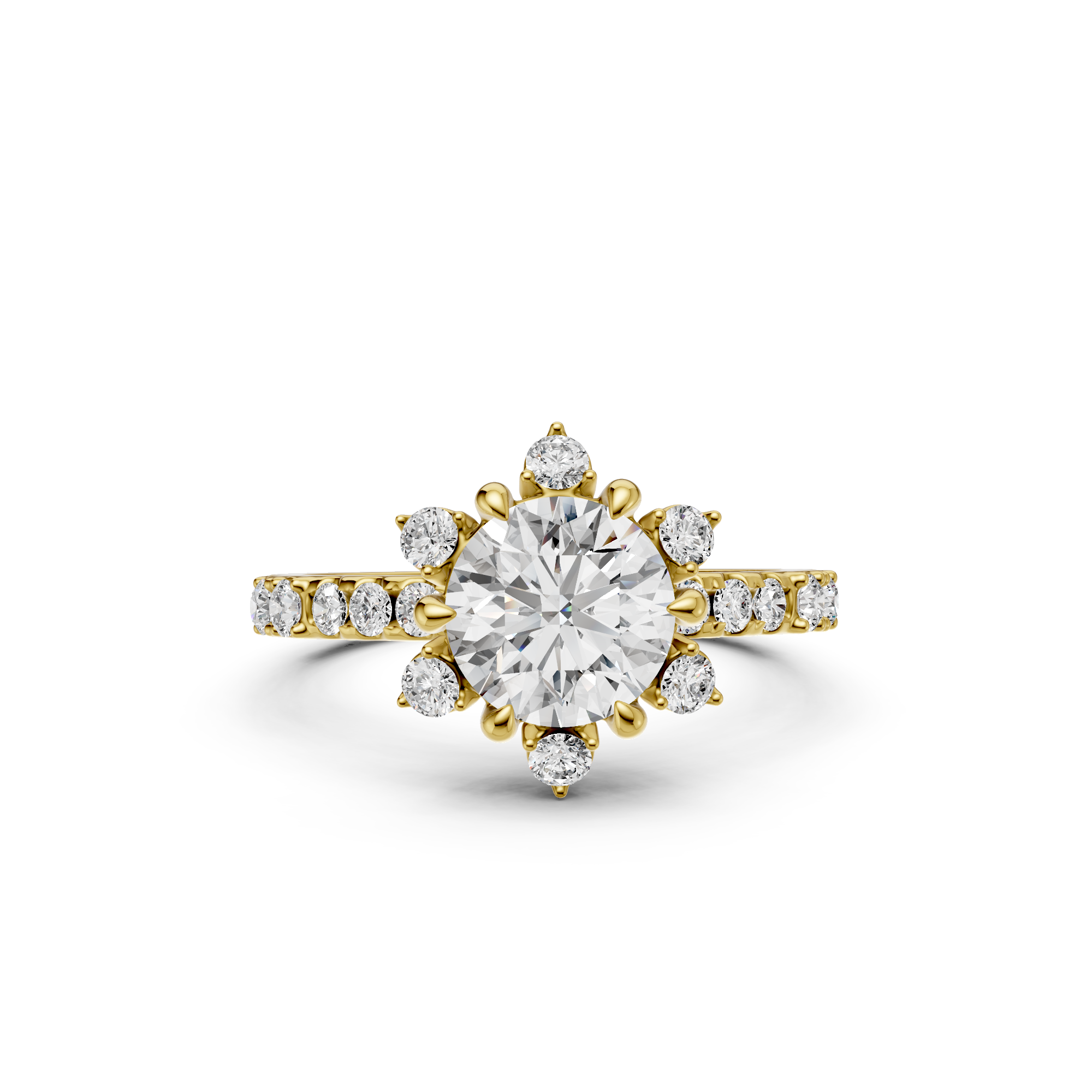 2.18tcw Round Lab Diamond Halo Engagement Ring | Vintage Gold | IGI Certified