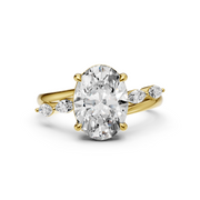 2.50ct Oval Shape Moissanite Diamond Ring, Side Pear Cut Moissanite, Wedding Anniversary Ring, Promise Ring.