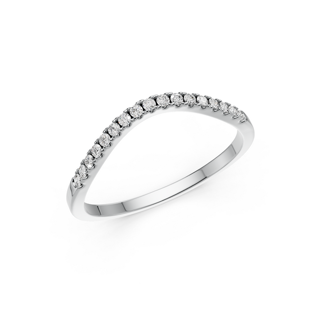 Round Lab Grown Diamond Curve Half Eternity Band, E-F Color, VS Clarity, IGI Certificate