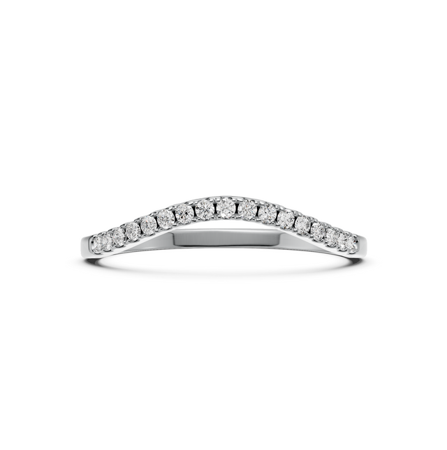 Round Lab Grown Diamond Curve Half Eternity Band, E-F Color, VS Clarity, IGI Certificate