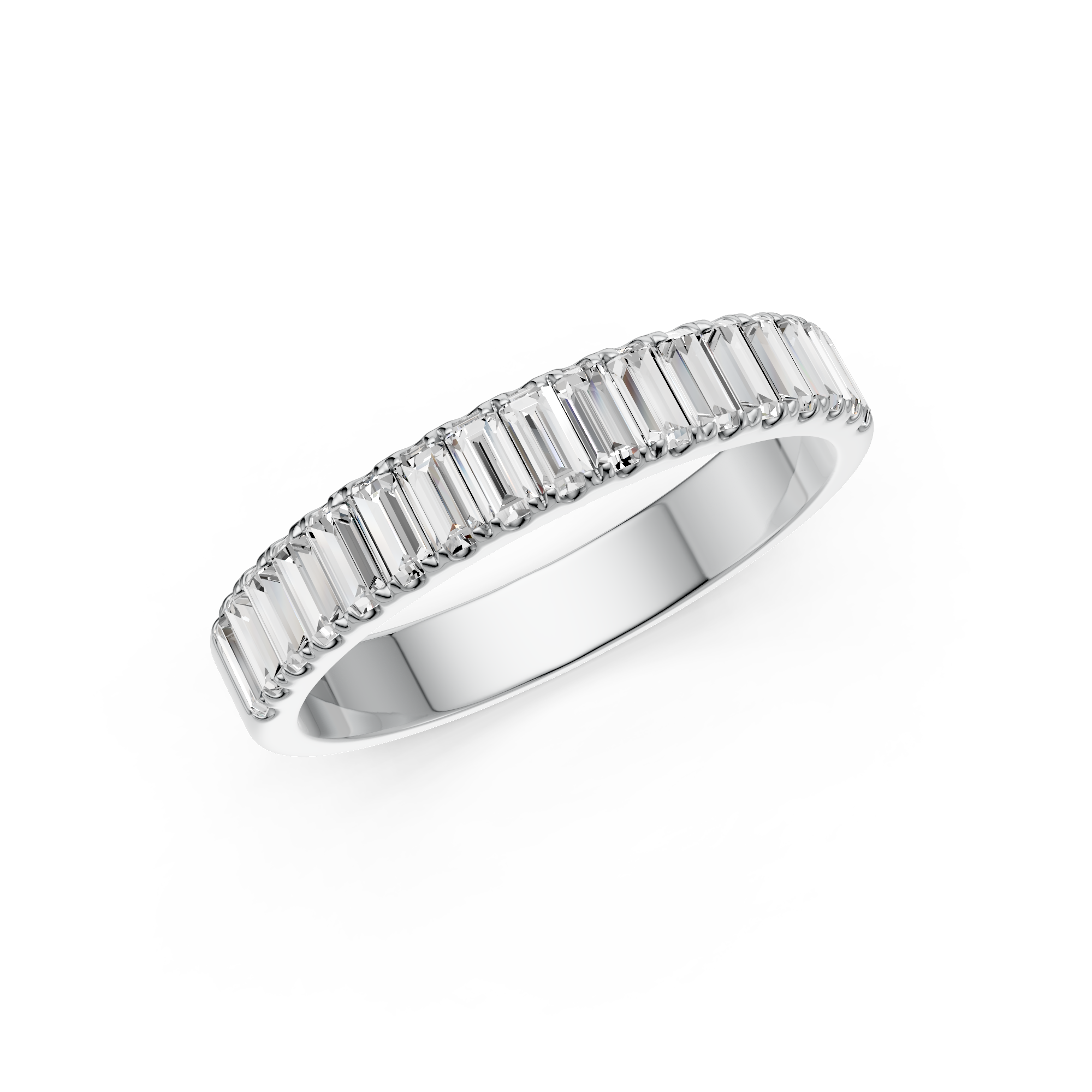 Baguette Lab Grown Diamond Eternity Wedding Ring, E-F Color| VS Clarity|