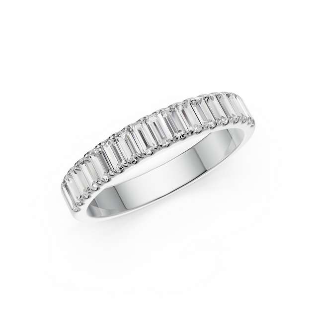 Baguette Lab Grown Diamond Eternity Wedding Ring, E-F Color| VS Clarity|