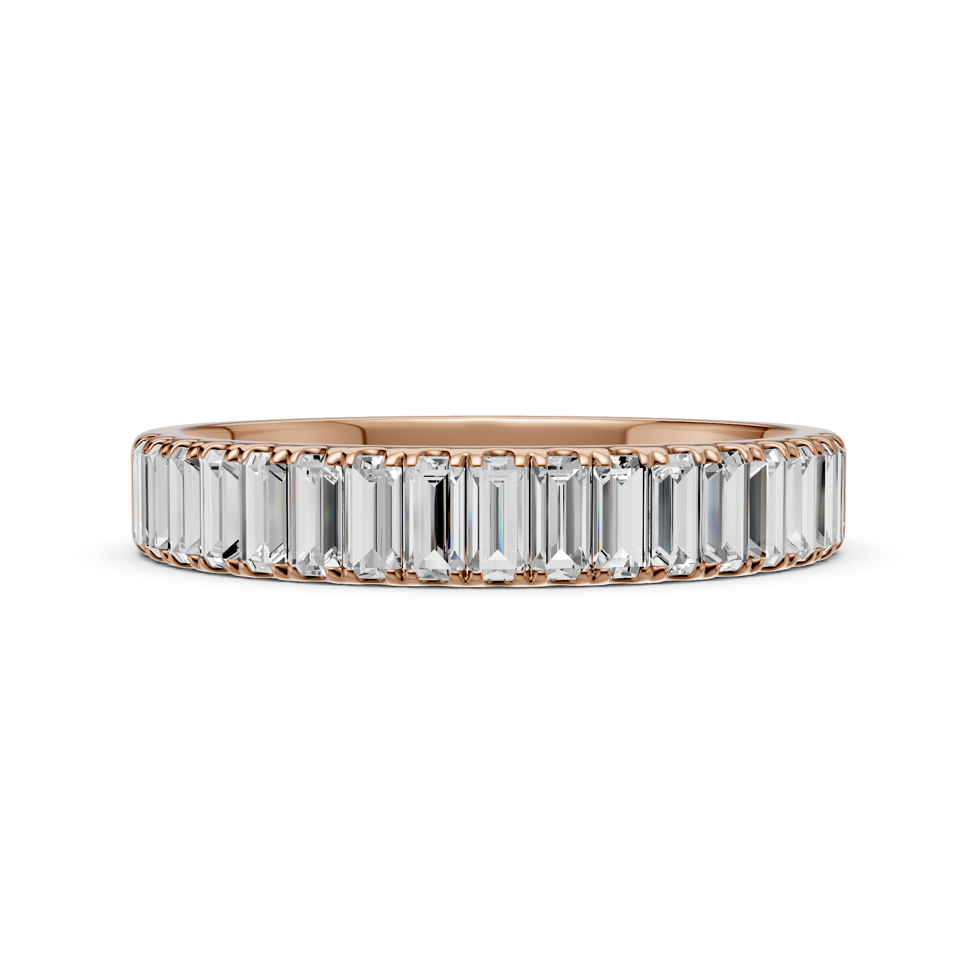 Baguette Lab Grown Diamond Eternity Wedding Ring, E-F Color| VS Clarity|