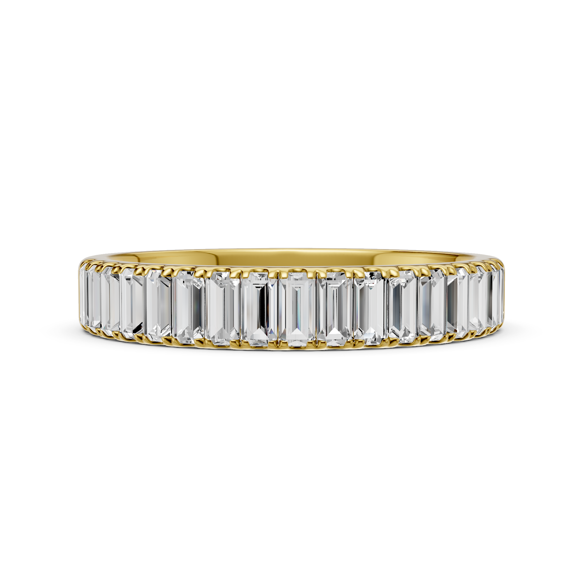 Baguette Lab Grown Diamond Eternity Wedding Ring, E-F Color| VS Clarity|