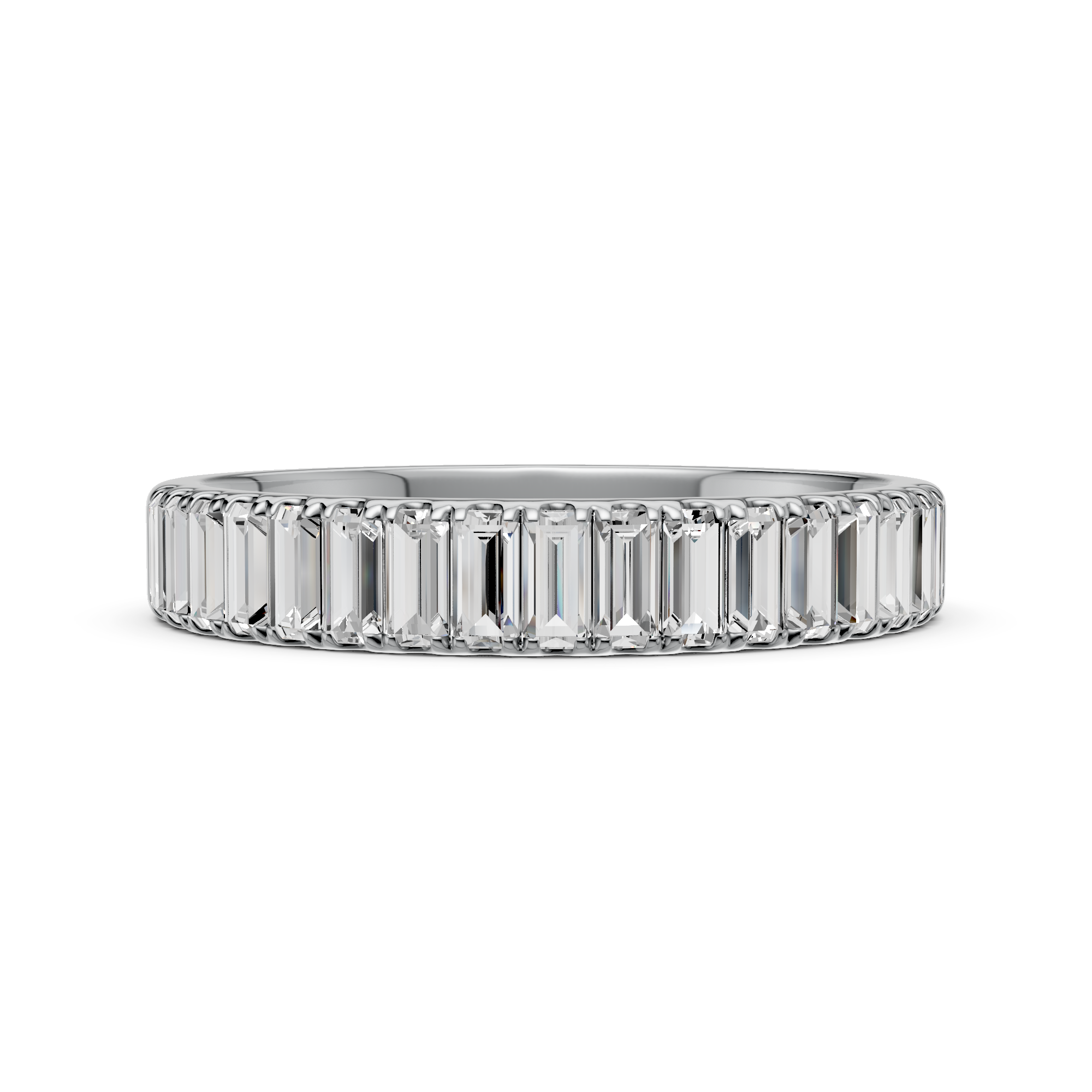 Baguette Lab Grown Diamond Eternity Wedding Ring, E-F Color| VS Clarity|