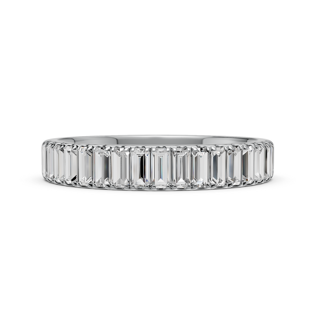 Baguette Lab Grown Diamond Eternity Wedding Ring, E-F Color| VS Clarity|